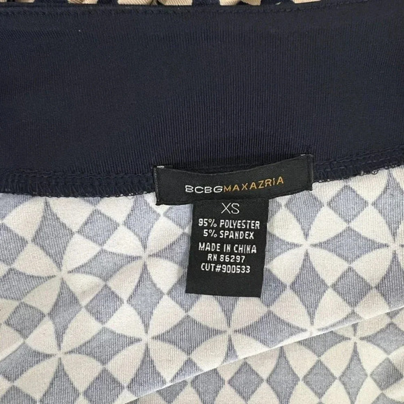 BCBG Maxazria Dress Tan and Black Geometric Mod Draped Neckline Size XS - Picture 10 of 10